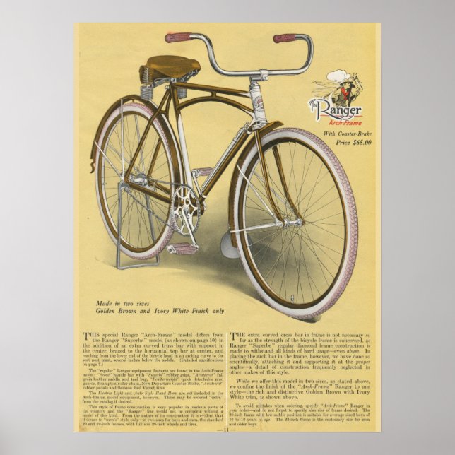 1923 Skogsvaktare Arch Ram Bicycle Ad Art Poster (Framsidan)