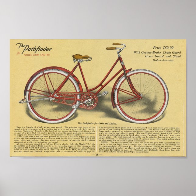 1923 Vintage Dam Pathfinder Bicycle Ad Poster (Framsidan)