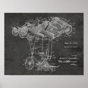 1924 Cycle Airlines Patent Art Teckning Skriv ut Poster