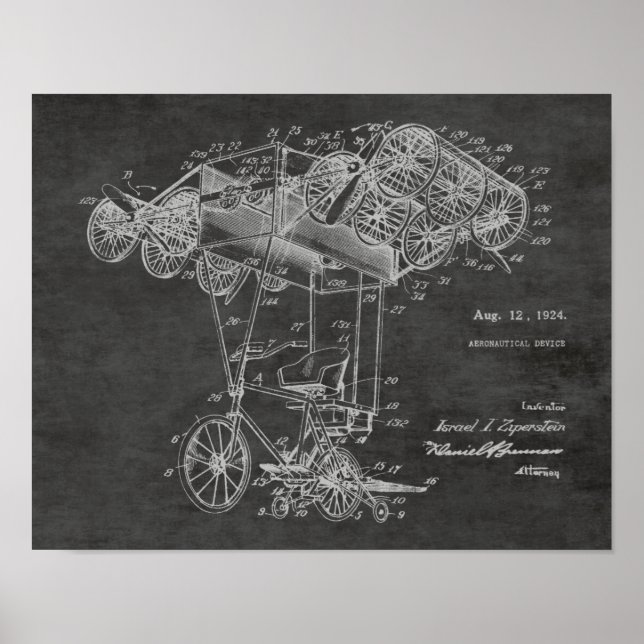 1924 Cycle Airlines Patent Art Teckning Skriv ut Poster (Framsidan)