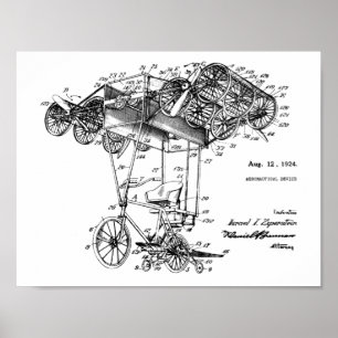 1924 Flygplatsens flygplanspatent Teckning Skriv u Poster