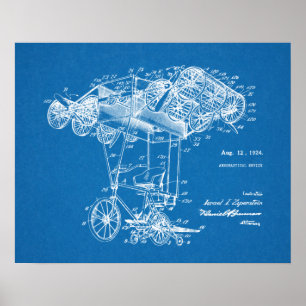 1924 Flygplatspatent konst Teckning Poster