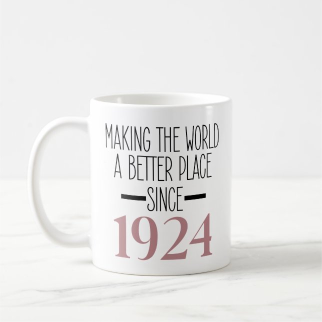 1924 Födelsedag 100 år Gamla gåvor Kvinnor Kaffemugg (Vänster)