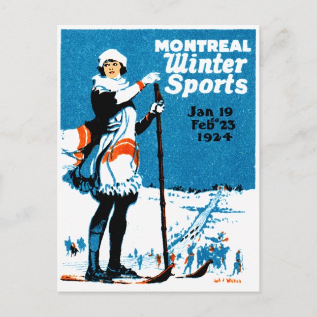 1924 Montreal Winter Sports Poster Vykort (Framsida)
