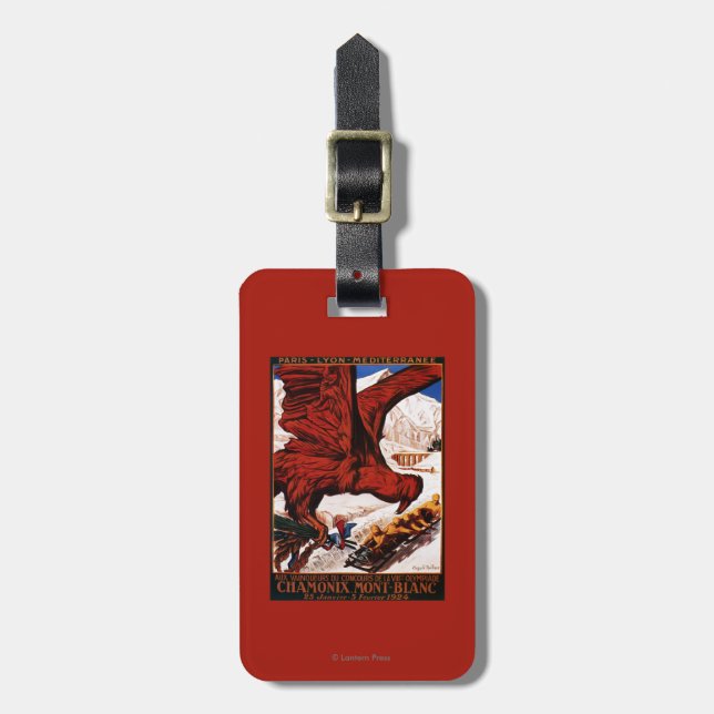 1924 olympiska vinterlekaffisch bagagebricka (Vertikal Framsida)