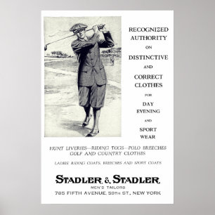 1924 Tailors Golf Clothing Advertisement Print Poster