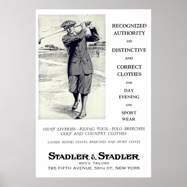 1924 Tailors Golf Clothing Advertisement Print Poster (Framsidan)