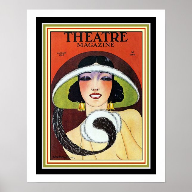 1924 Teater Magazine Art Deco Cover 16 x 20 Poster (Framsidan)