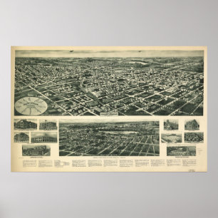 1924 Valley Stream NY Birds Öga View Panoramic Kar Poster