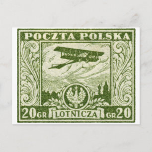 1925 20 GB polskt flygpost Frimärke Vykort