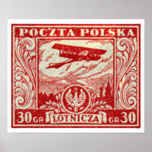 1925 30gr polska Airmail Frimärke Poster