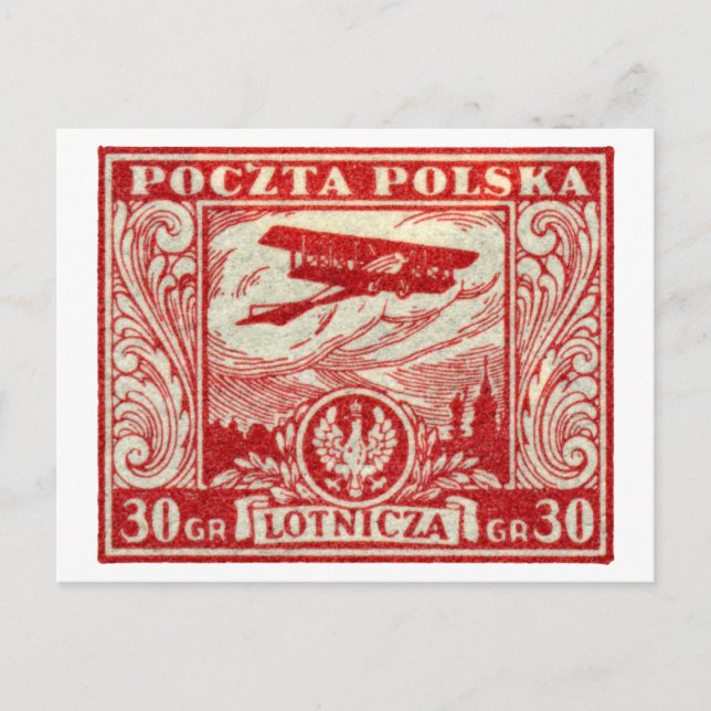1925 30gr polska Airmail Frimärke Vykort (Framsida)
