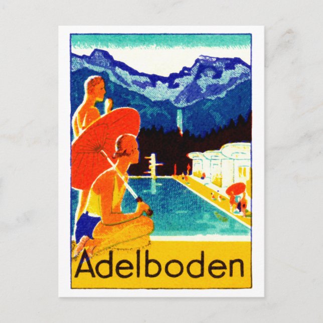 1925 Adelboden Schweiz Poster Vykort (Framsida)