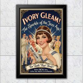 1925 Årgång Elfenbensglans Tandkräm Reklam Poster