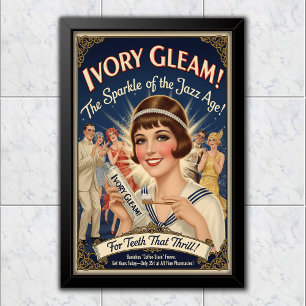 1925 Årgång Elfenbensglans Tandkräm Reklam Poster