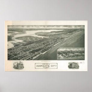 1925 beskådar den Margate staden, NJ-fågelöga den Poster
