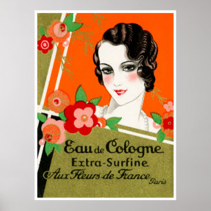 1925 Blommor i Paris Frankrike Parfym Poster