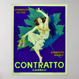 1925 Contratto Canelli Vermouth-reklam Poster