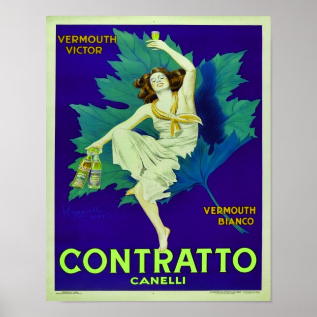1925 Contratto Canelli Vermouth-reklam Poster (Framsidan)