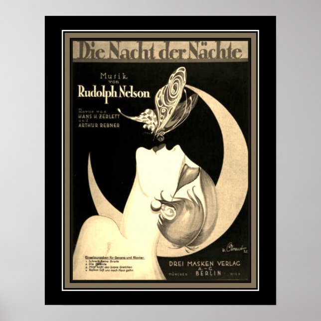 1925 Deco "Die Nacht der Nachte" Poster (Framsidan)