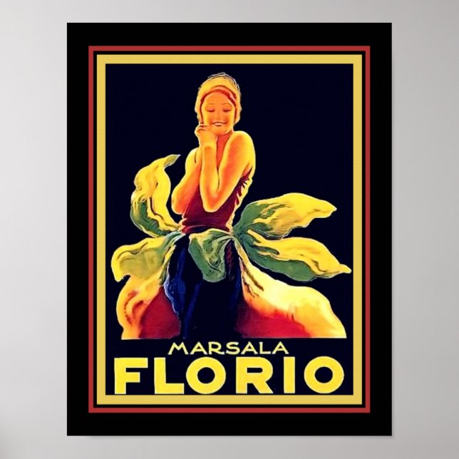 1925 Florio Marsala Vin Ad Poster (Framsidan)