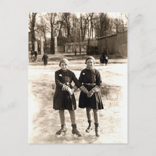 1925 Girlkompisars Ice Skating Vykort