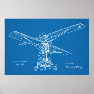 1925 Helikopter flygande Maskin Patent Art Tecknin Poster