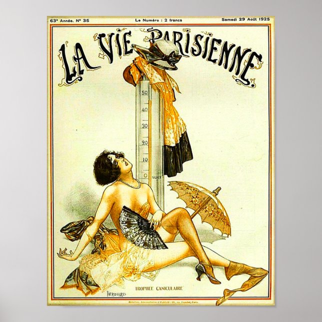 1925 La Vie Parisienne Fransk Magazine Cover Poster (Framsidan)