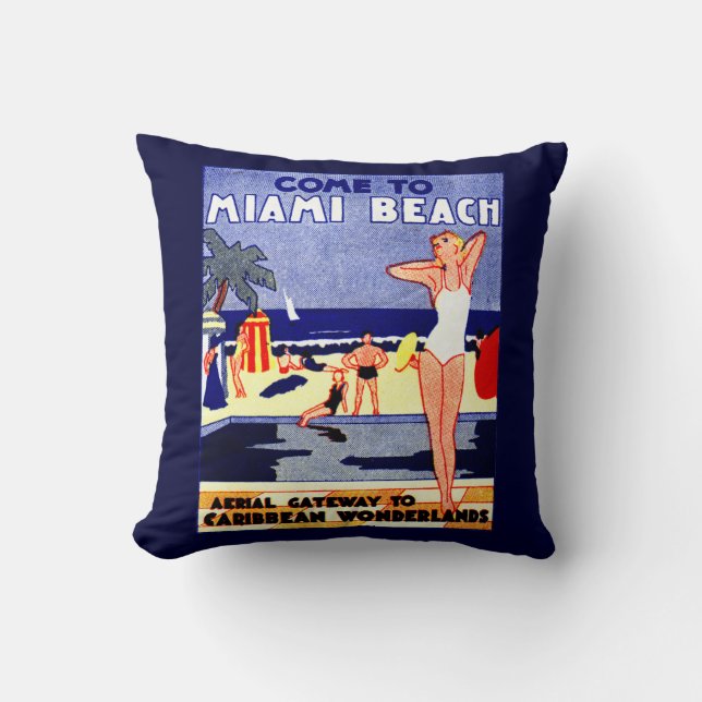 1925 Miami Beach Resoreraffisch Kudde (Framsida)