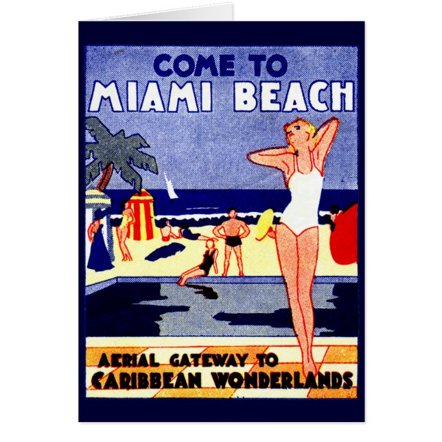 1925 Miami Beach Travel Poster Hälsningskort (Framsidan)