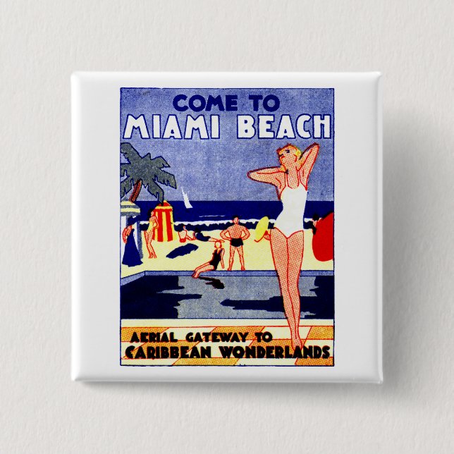 1925 Miami Beach Travel Poster Knapp (Framsida)