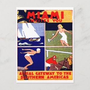 1925 Miami Travel Poster Vykort