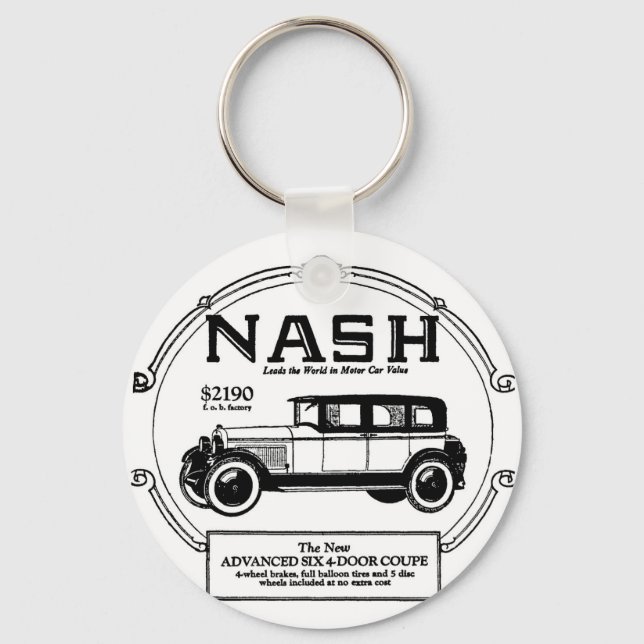 1925 Nash Automobile Advertisement Keychain Nyckelring (Framsida)