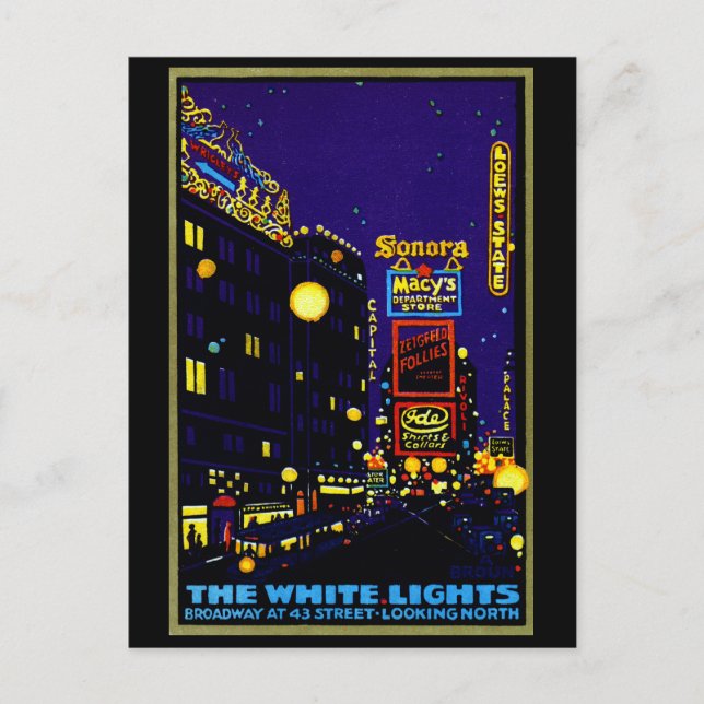 1925 New York City på natten Vykort (Framsida)