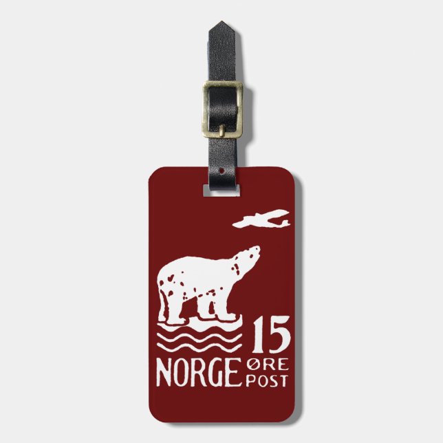 1925 Norskt Polar Björn Bagagebricka (Vertikal Framsida)