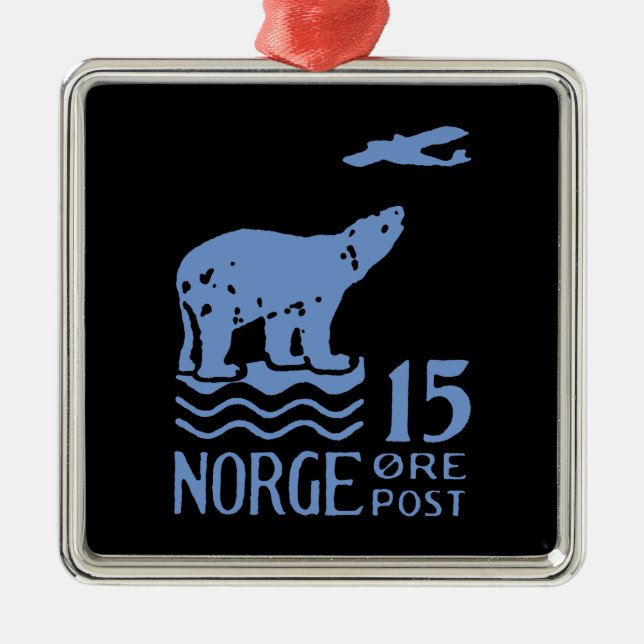 1925 Norskt Polar Björn Julgransprydnad Metall (Framsidan)
