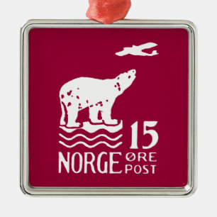 1925 Norskt Polar Björn Julgransprydnad Metall