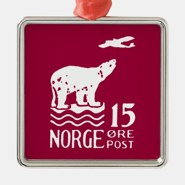 1925 Norskt Polar Björn Julgransprydnad Metall (Framsidan)