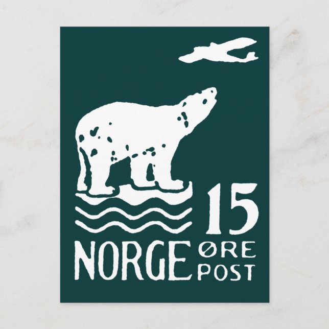 1925 Norskt Polar Björn Vykort (Framsida)