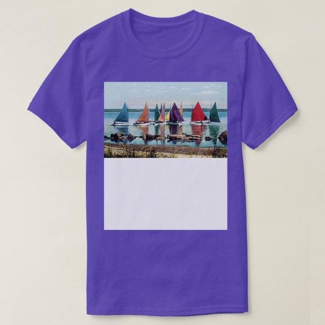 1925 Segelbåtars regnbåge Nantucket T Shirt (Design framsida)