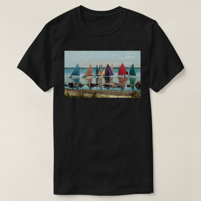 1925 Segelbåtars regnbåge Nantucket T Shirt (Design framsida)