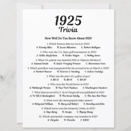 1925 Trivia-spel | 100:e Födelsedagsfestens spel