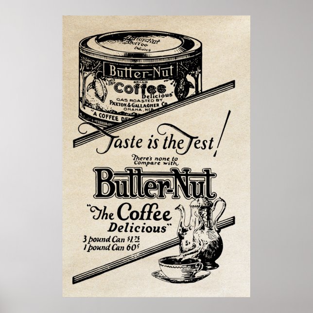 1925 Vintage Kaffe och kaffe Poster (Framsidan)