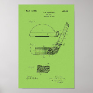1925-Vintages utskrift av Golf Klubb Patent Bluepr Poster