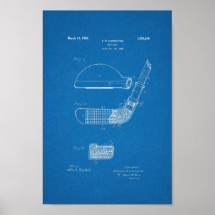 1925-Vintages utskrift av Golf Klubb Patent Bluepr Poster