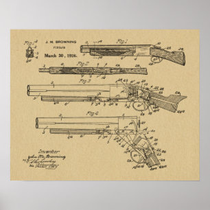 1926: Bläddra i Pistol Patent Art Teckning Skriv u Poster