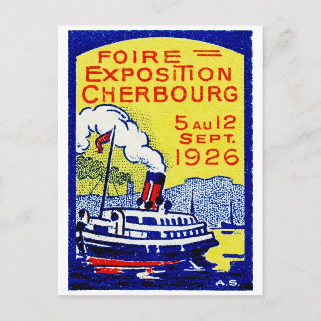 1926 Cherbourg Frankrike Poster Vykort (Framsida)