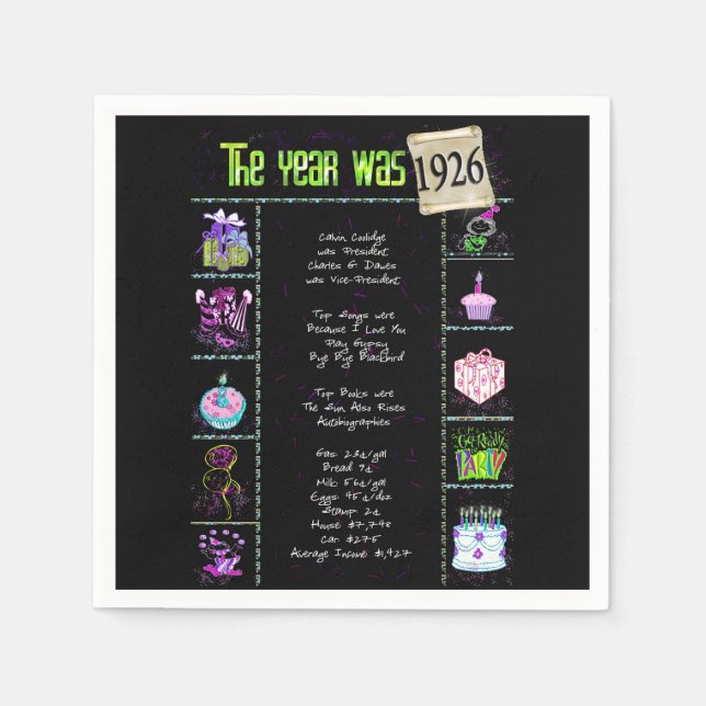 1926 Födelseår - Trivia Pappersservett (Framsidan)
