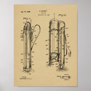 1926 Golf Klubb Caddy Bag Design Patent Art Print Poster