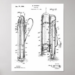 1926 Golf Klubb Caddy Bag Design Patent Art Print Poster